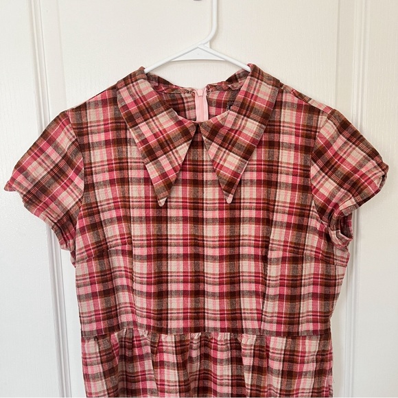 Tuesday of California Red Plaid Dagger Collar Dress - Picture 4 of 4